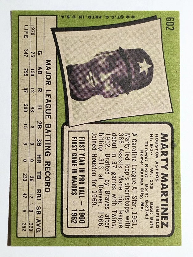 1971 Topps #602 Marty Martinez (EXMT)