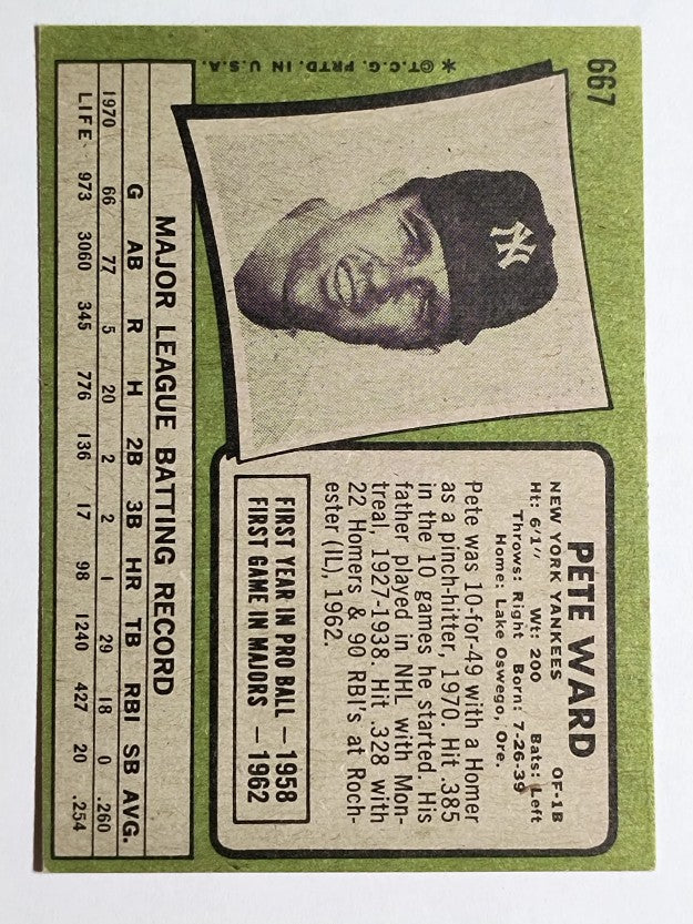 1971 Topps #667 Pete Ward (EX)