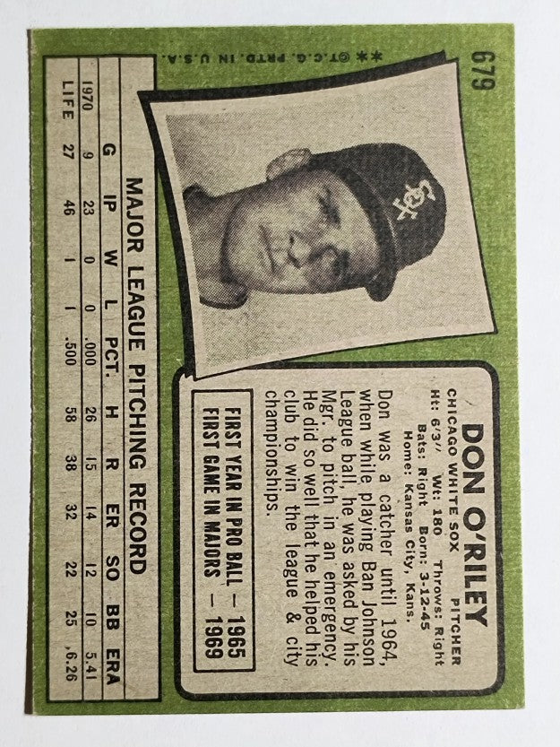 1971 Topps #679 Don O'Riley (EXMT)
