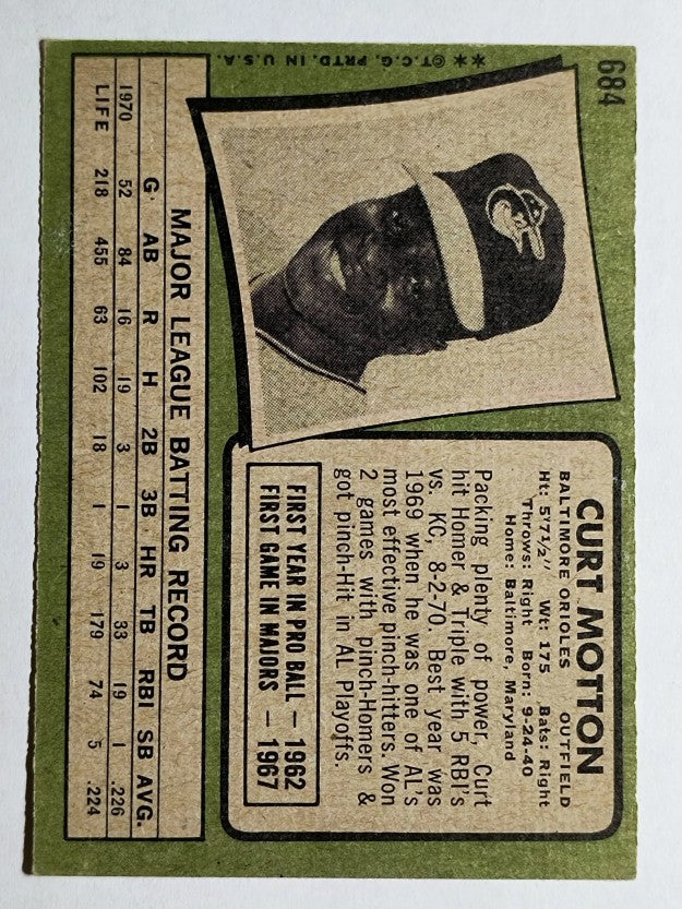 1971 Topps #684 Curt Motton (EX)