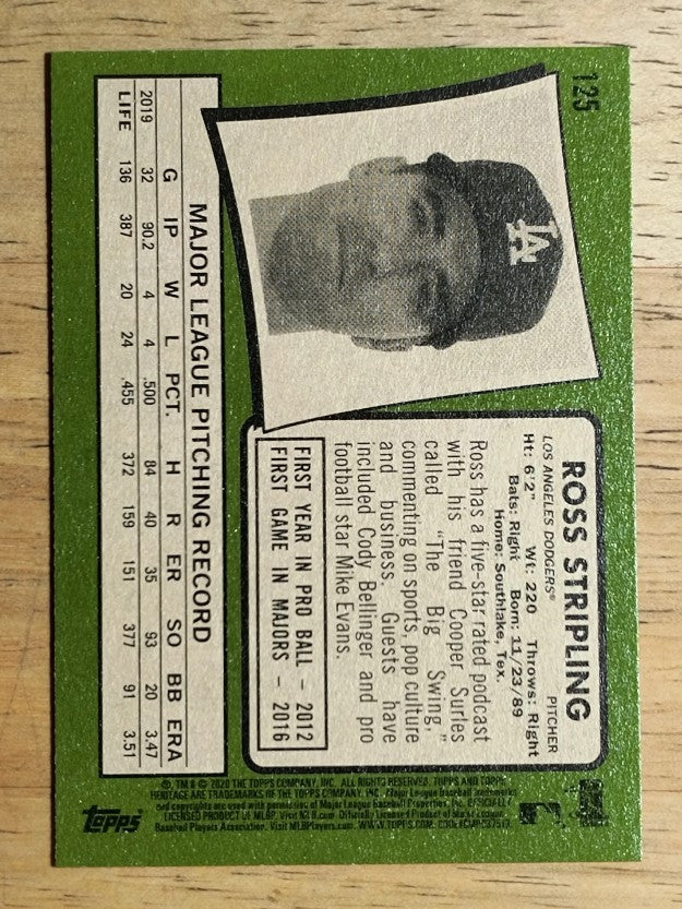 2020 Topps Heritage #125 Ross Stripling