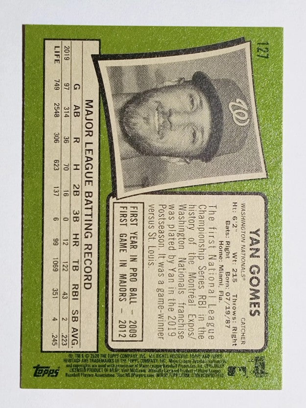 2020 Topps Heritage #127 Yan Gomes