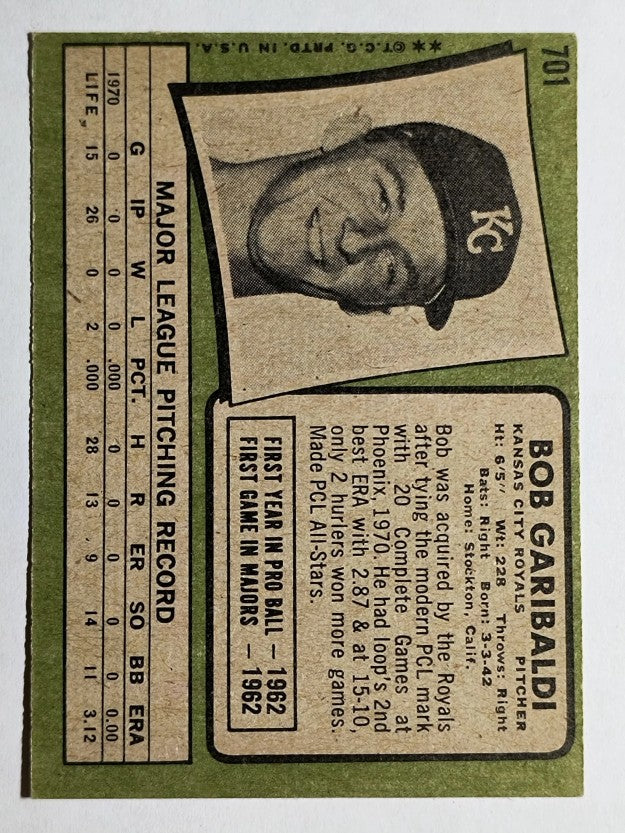 1971 Topps #701 Bob Garibaldi (EX)
