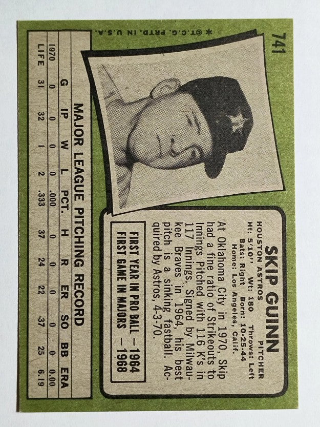 1971 Topps #741 Skip Guinn (NM)