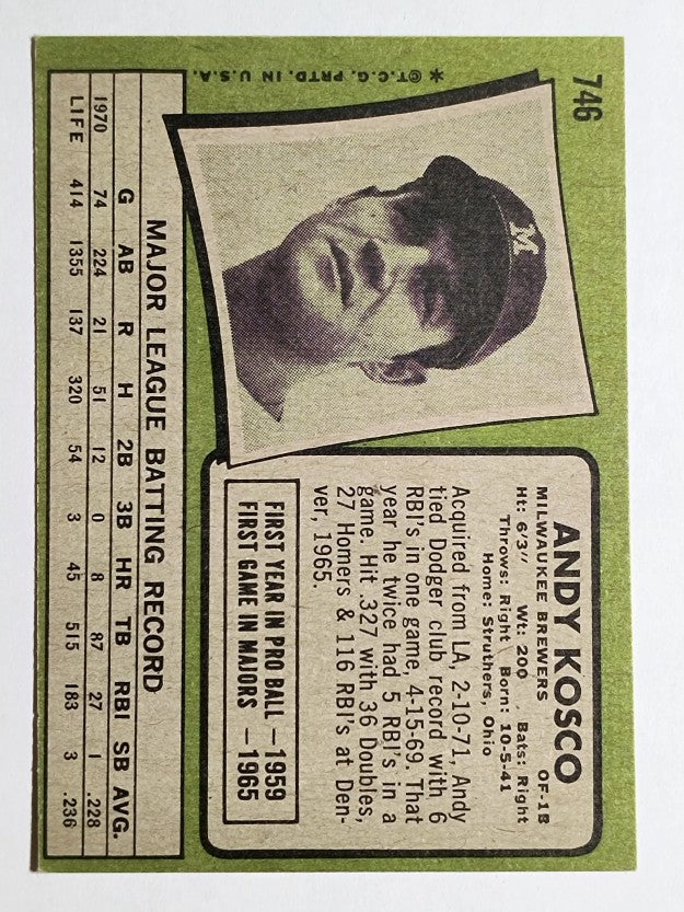 1971 Topps #746 Andy Kosco (EXMT)