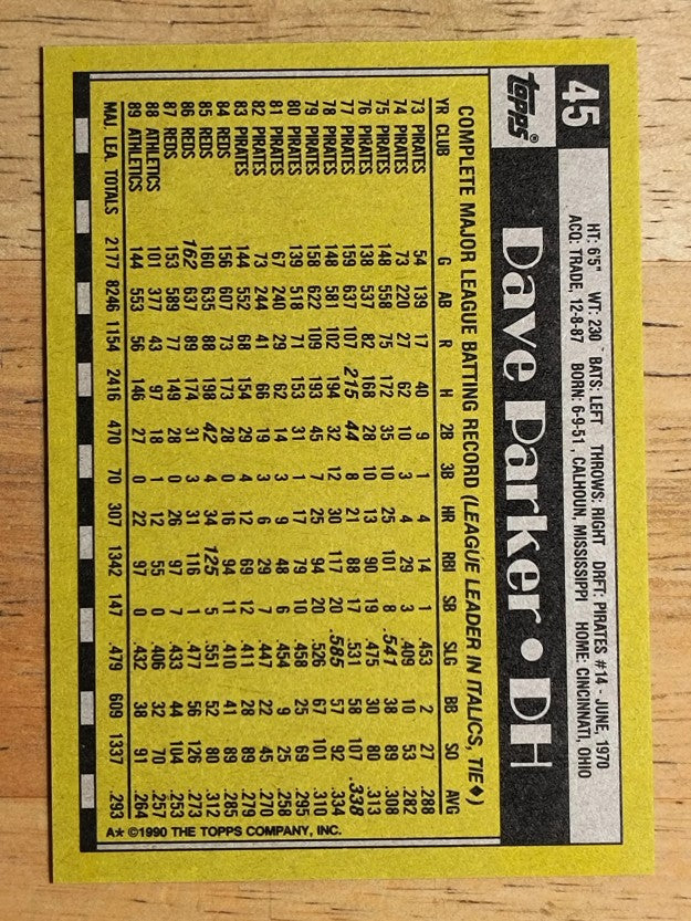 1990 Topps #45 Dave Parker