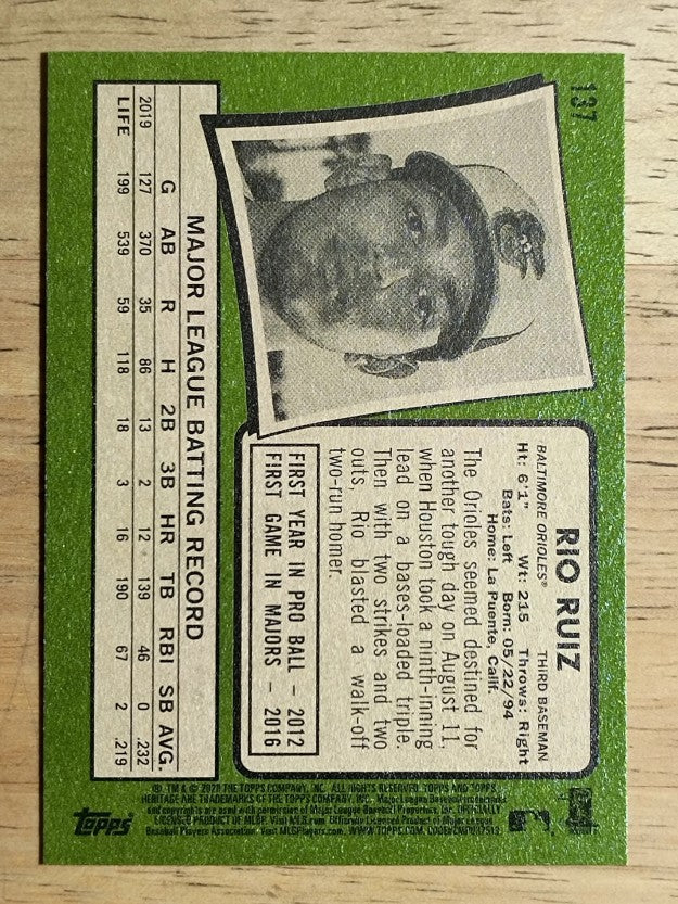 2020 Topps Heritage #137 Rio Ruiz