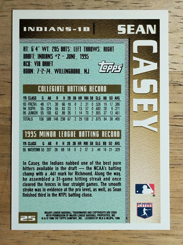 1996 Topps #25 Sean Casey RC