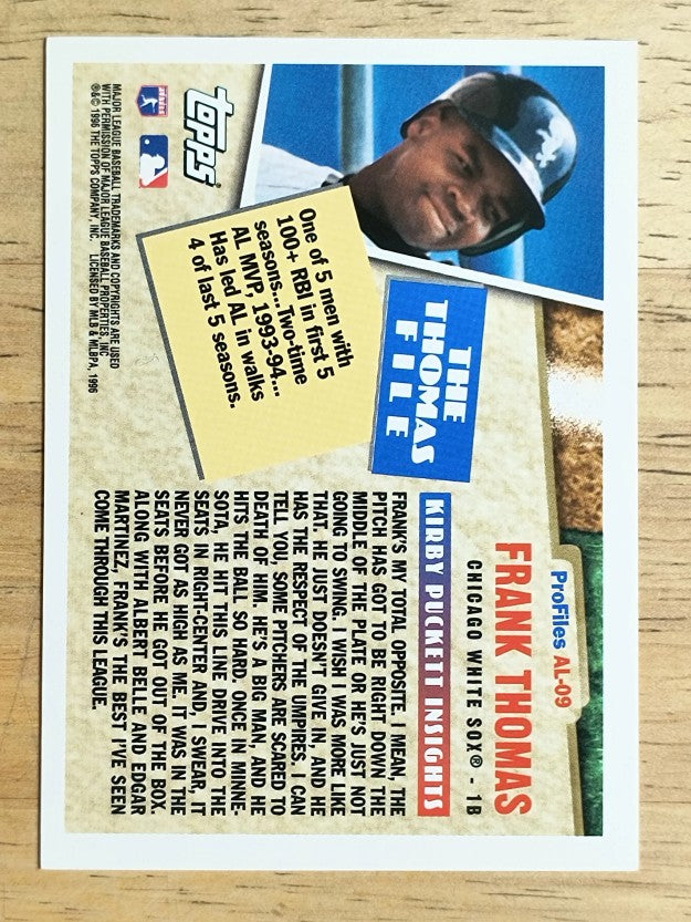 1996 Topps Profiles #AL9 Frank Thomas