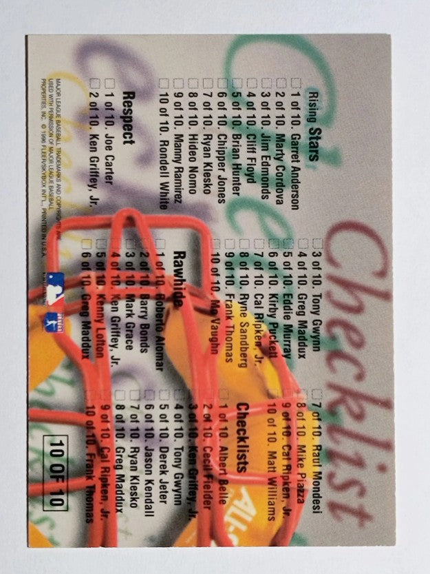 1996 Ultra Checklists #B10 Frank Thomas