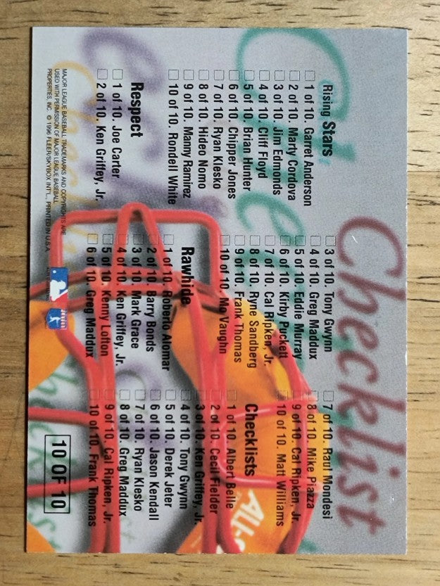 1996 Ultra Checklists #B10 Frank Thomas