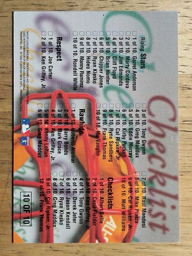 1996 Ultra Checklists #B10 Frank Thomas