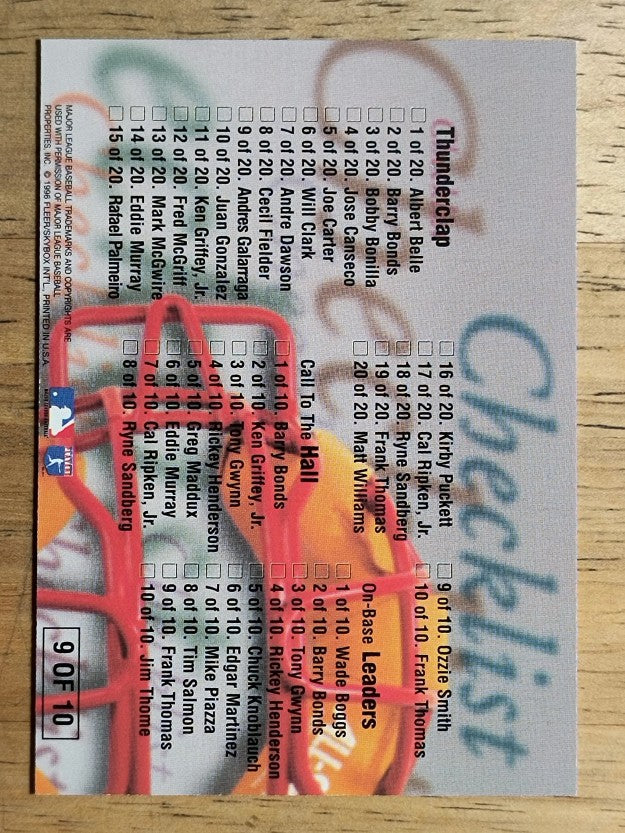 1996 Ultra Checklists #B9 Cal Ripken