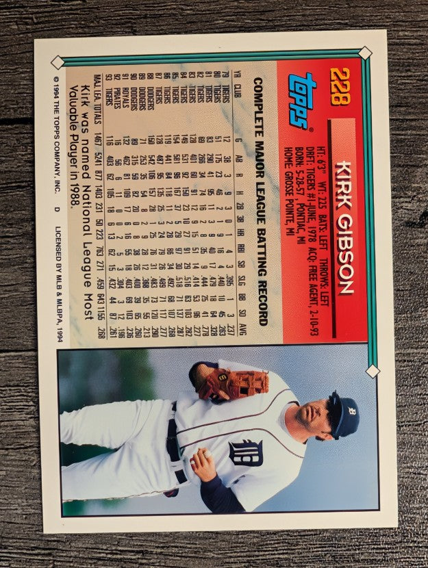 1994 Topps #228 Kirk Gibson