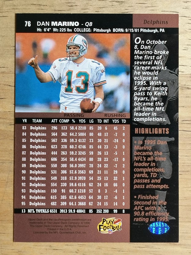 1996 Upper Deck #76 Dan Marino