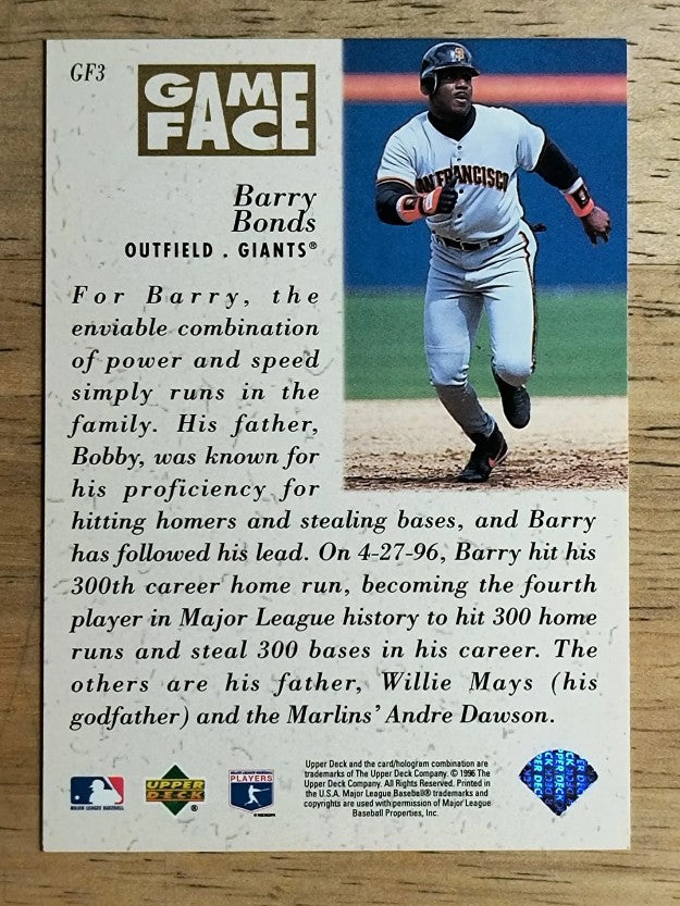 1996 Upper Deck Gameface #GF3 Barry Bonds