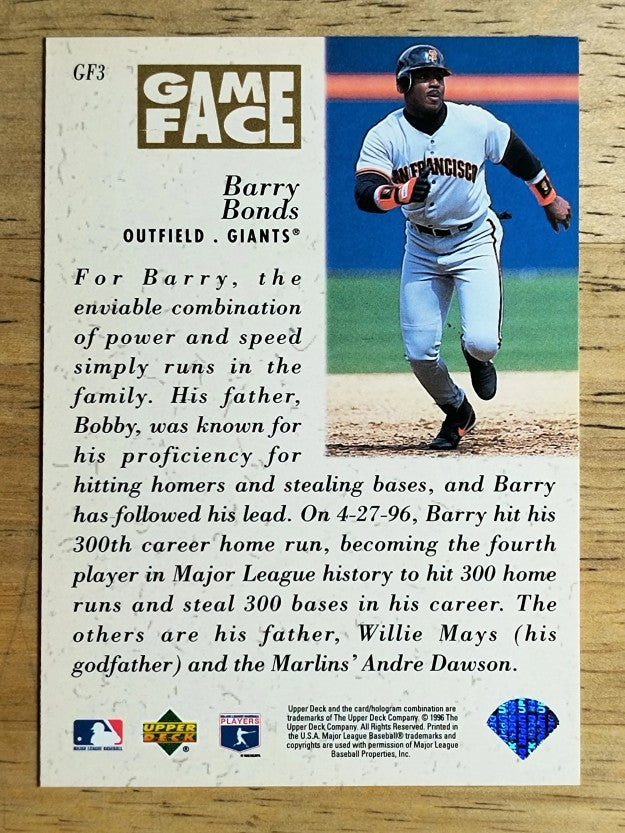 1996 Upper Deck Gameface #GF3 Barry Bonds