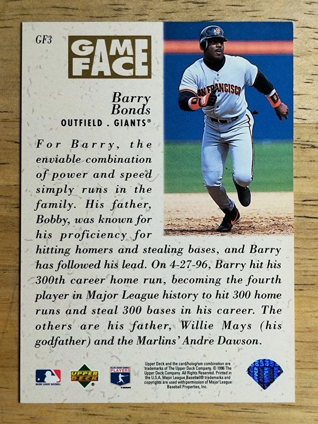 1996 Upper Deck Gameface #GF3 Barry Bonds