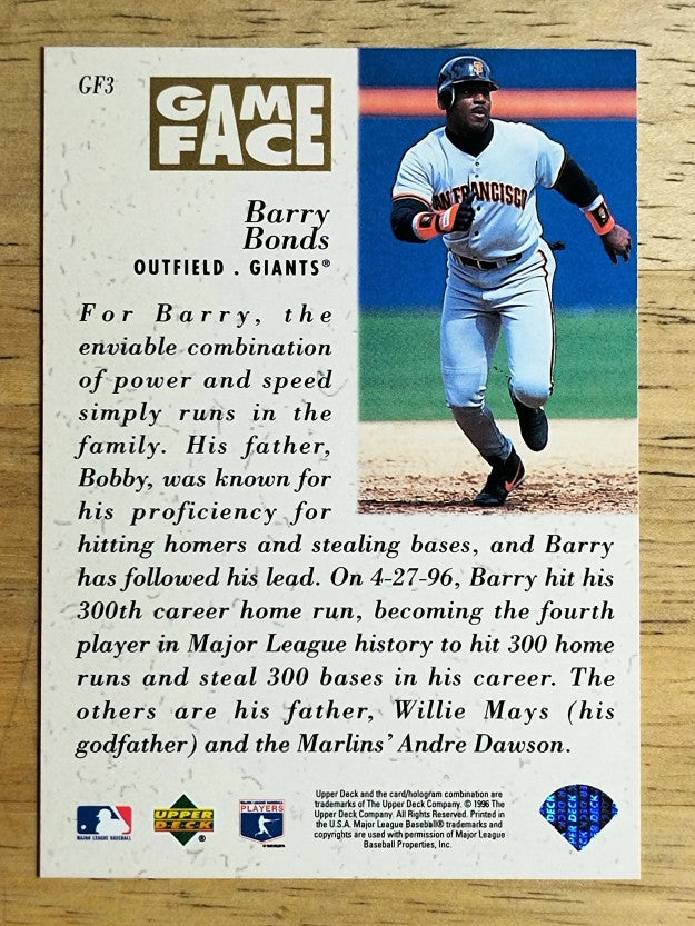 1996 Upper Deck Gameface #GF3 Barry Bonds