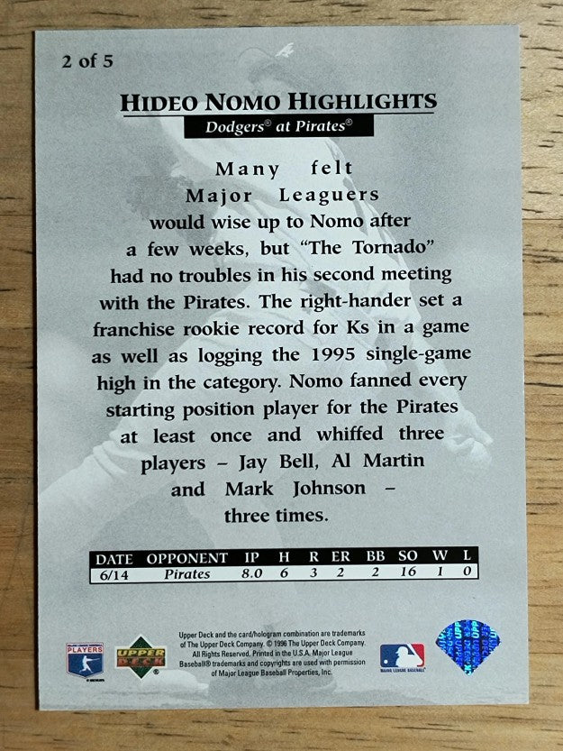 1996 Upper Deck Nomo Highlights #2 Hideo Nomo