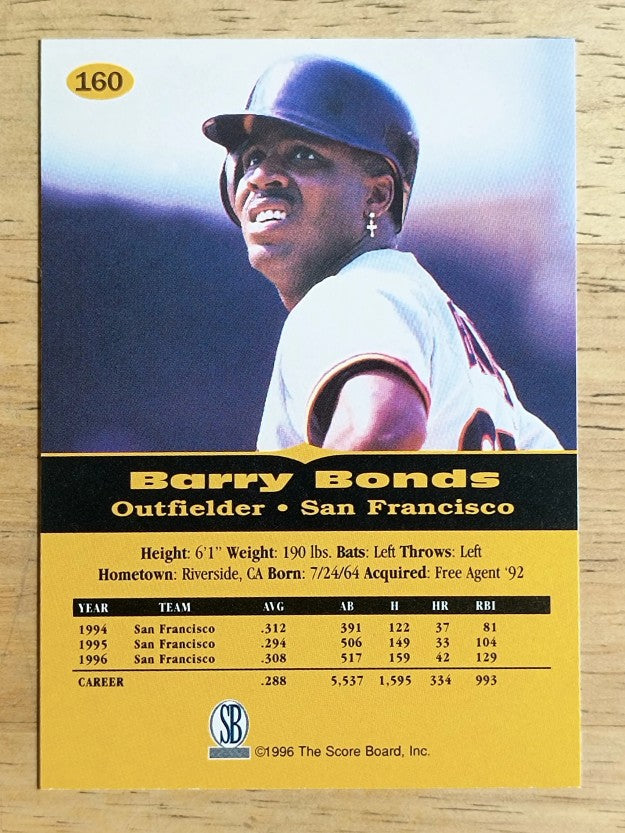1996-97 Score Board All Sport PPF #160 Barry Bonds