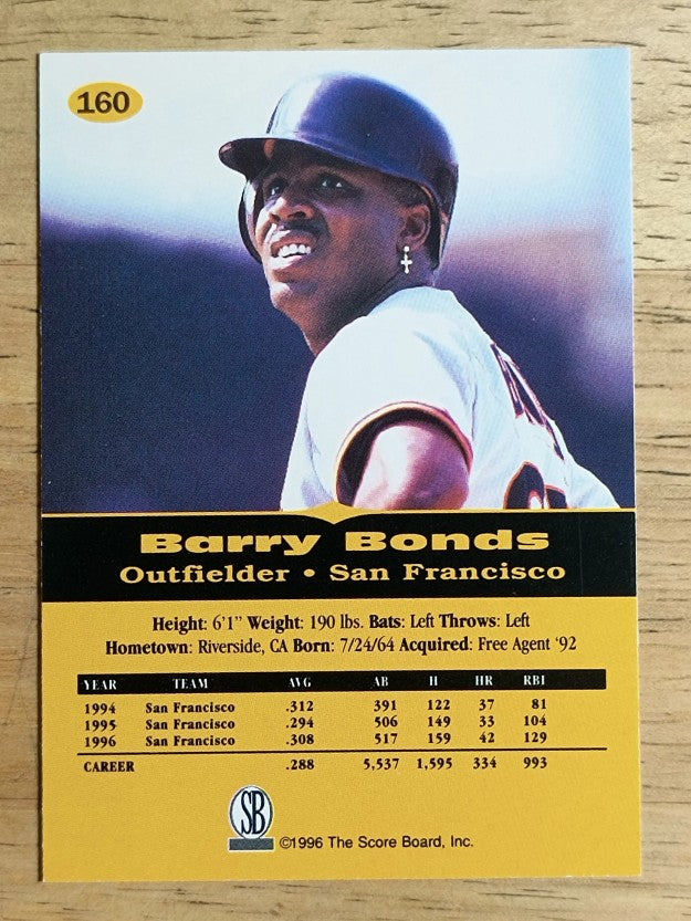 1996-97 Score Board All Sport PPF #160 Barry Bonds