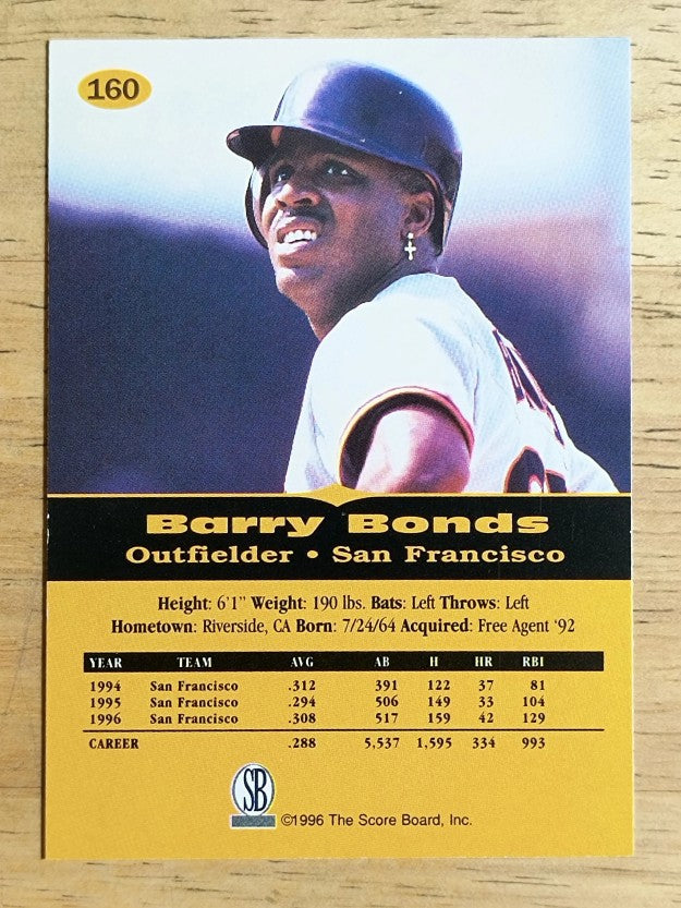 1996-97 Score Board All Sport PPF #160 Barry Bonds