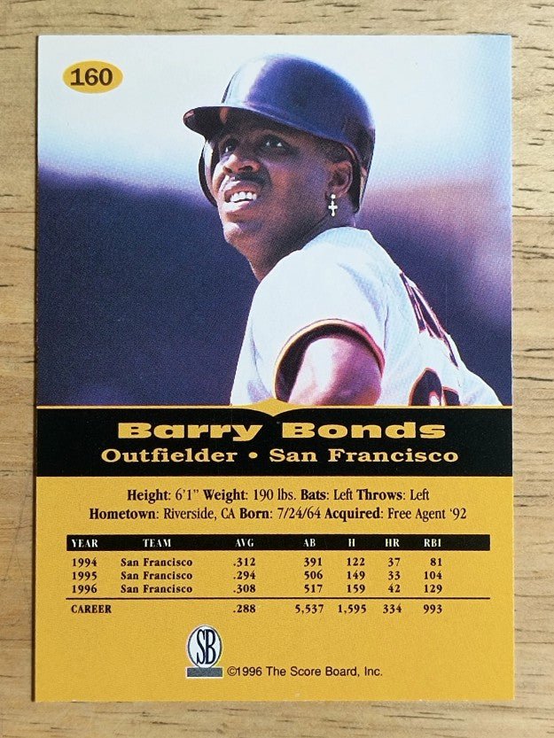 1996-97 Score Board All Sport PPF #160 Barry Bonds