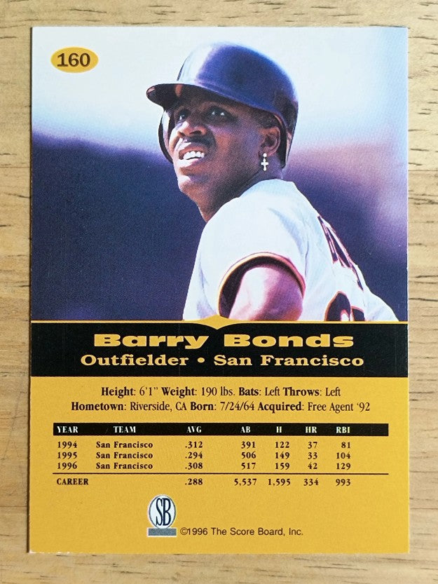 1996-97 Score Board All Sport PPF #160 Barry Bonds