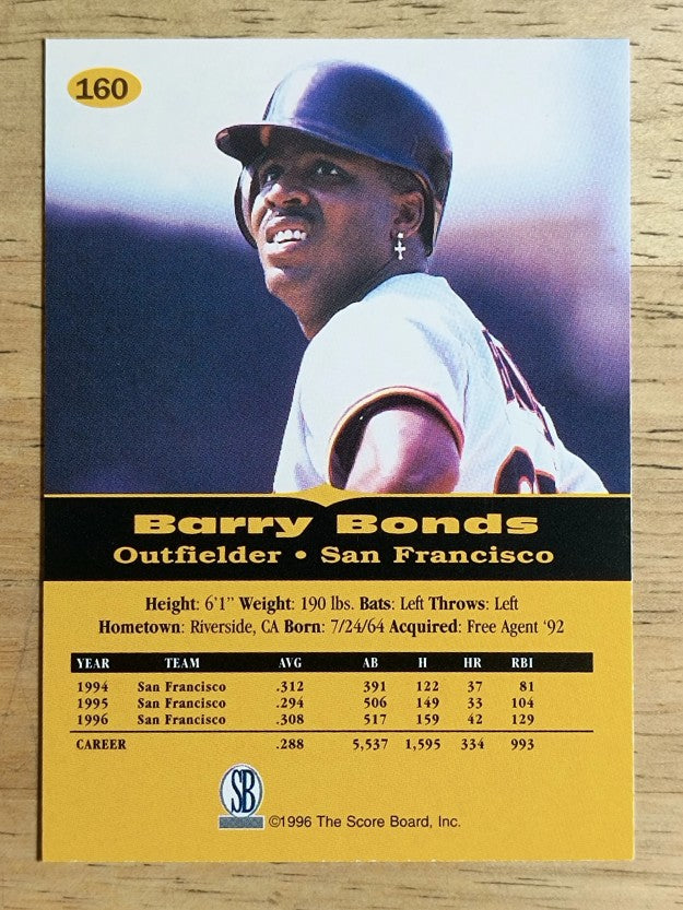 1996-97 Score Board All Sport PPF #160 Barry Bonds