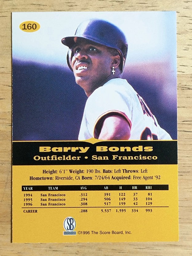 1996-97 Score Board All Sport PPF #160 Barry Bonds