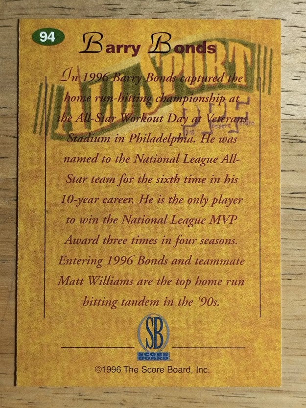 1996-97 Score Board All Sport PPF #94 Barry Bonds