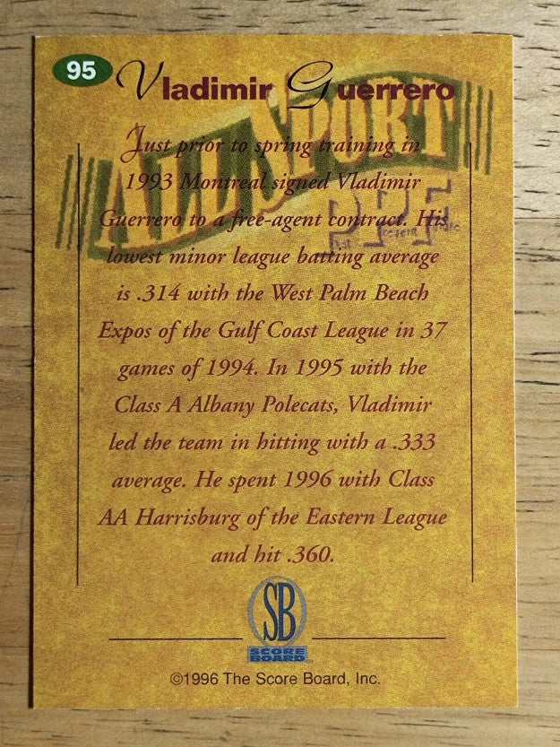 1996-97 Score Board All Sport PPF #95 Vladimir Guerrero