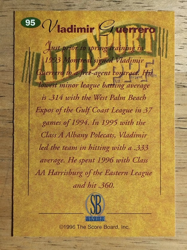 1996-97 Score Board All Sport PPF #95 Vladimir Guerrero