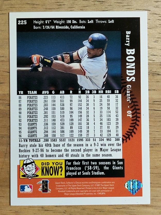 1997 Collector's Choice #225 Barry Bonds