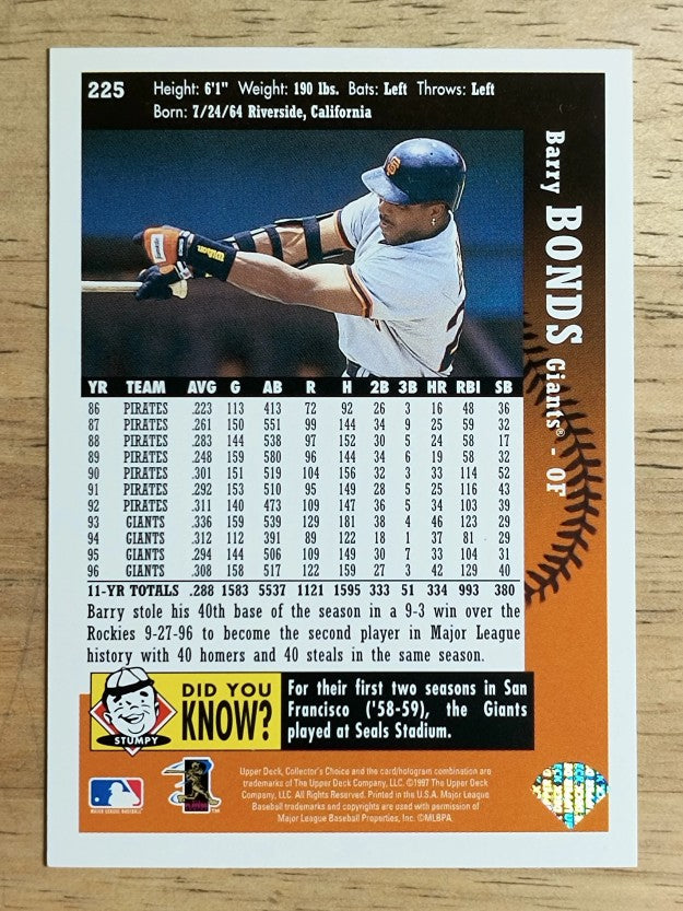 1997 Collector's Choice #225 Barry Bonds