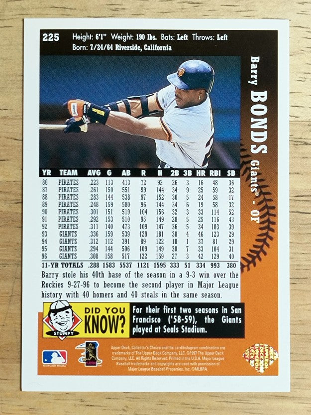 1997 Collector's Choice #225 Barry Bonds