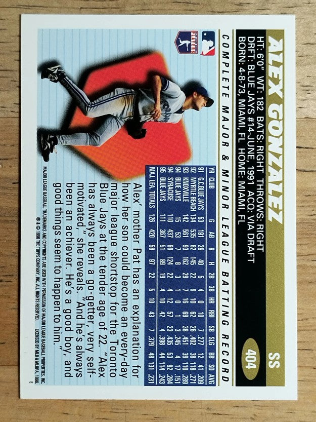 1996 Topps #404 Alex Gonzalez