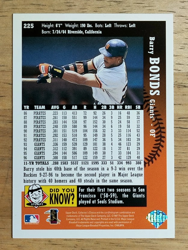 1997 Collector's Choice #225 Barry Bonds