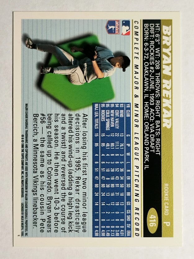 1996 Topps #416 Bryan Rekar