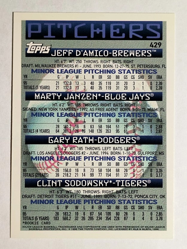 1996 Topps #429 Marty Janzen RC