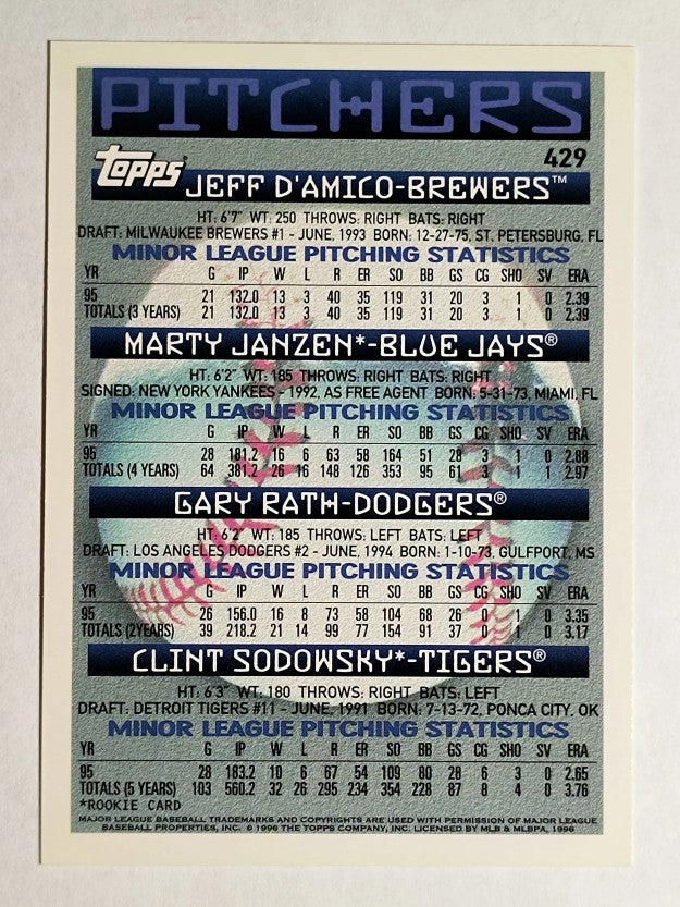 1996 Topps #429 Marty Janzen RC