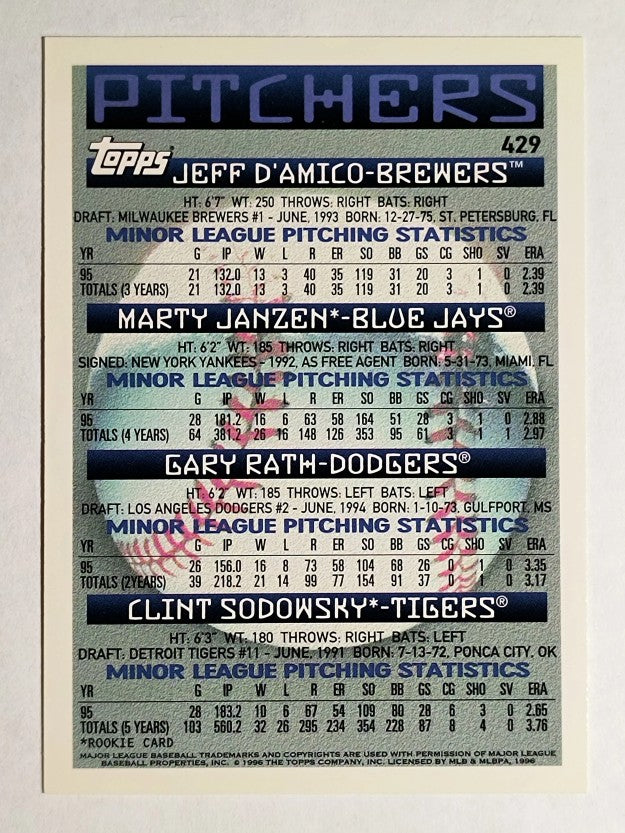 1996 Topps #429 Marty Janzen RC