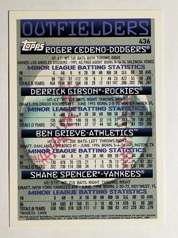 1996 Topps #436 Shane Spencer RC