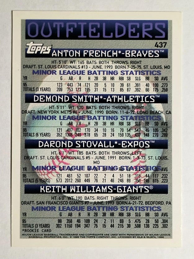 1996 Topps #437 A.French/D.Stovall RC