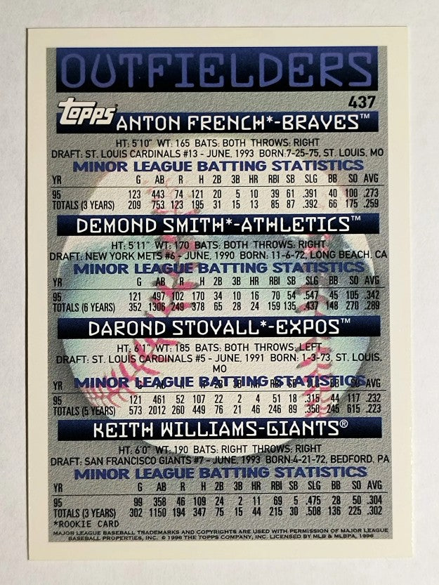 1996 Topps #437 A.French/D.Stovall RC