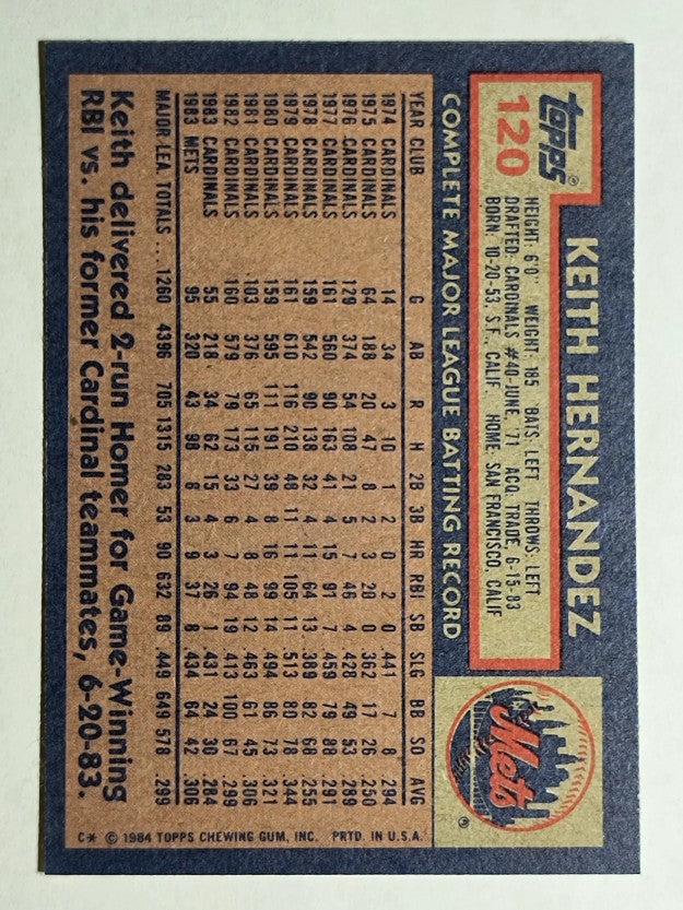 1984 Topps #120 Keith Hernandez