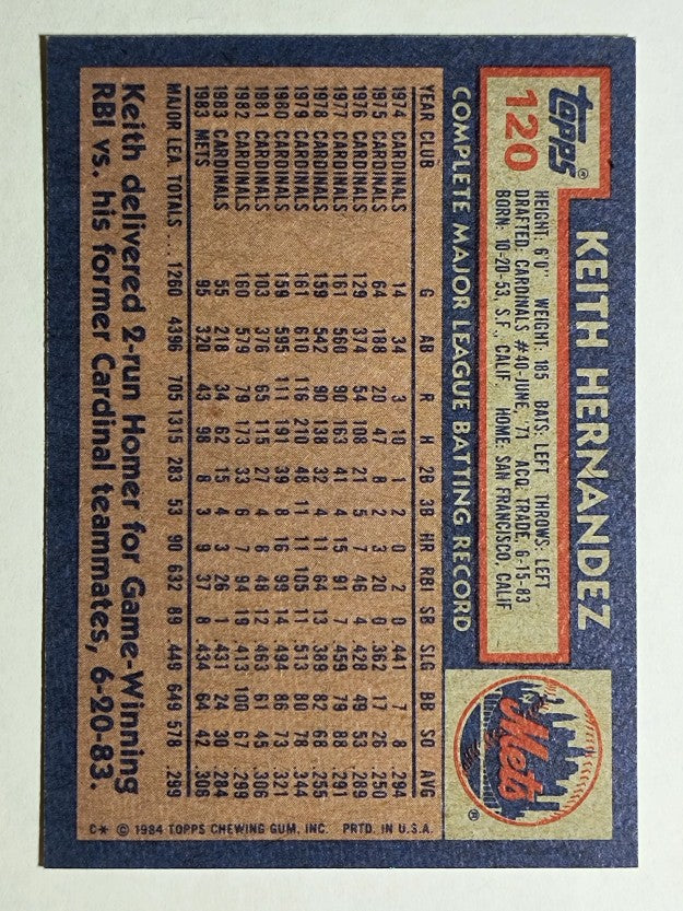 1984 Topps #120 Keith Hernandez