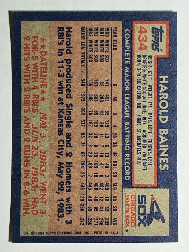 1984 Topps #434 Harold Baines