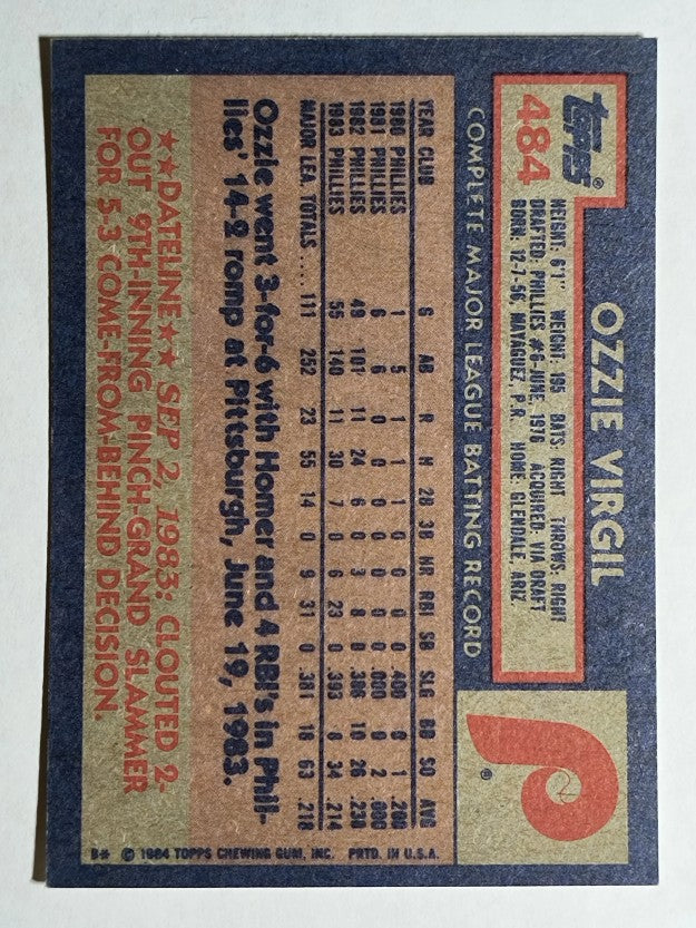 1984 Topps #484 Ozzie Virgil